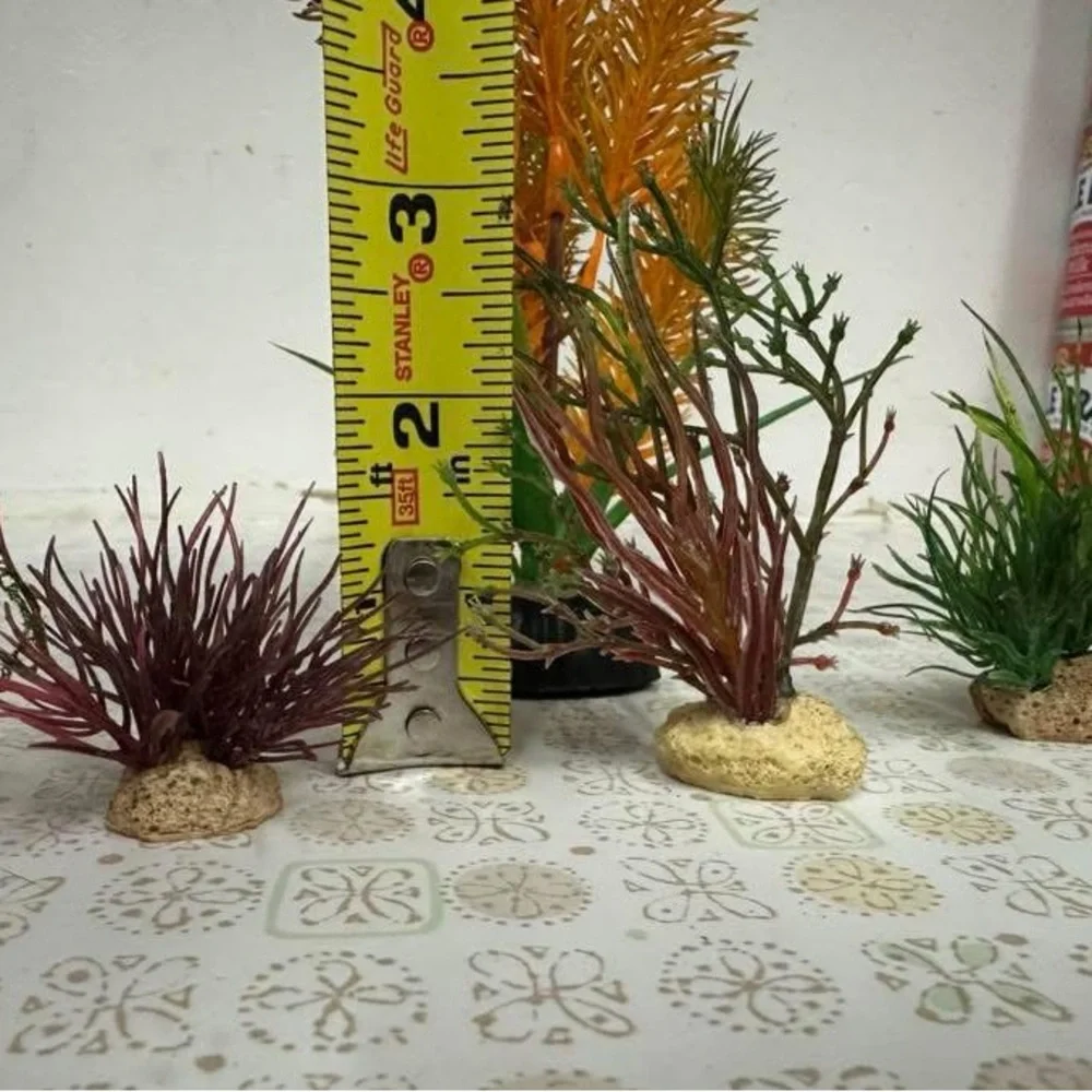 Aquarium Plant Set with Orange and Green Foliage